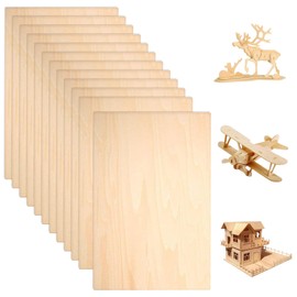 Plywood Panels, Pack of 12 Balsa Wood Panels 1.5 mm, Multiplex Panels, Birch Plywood, Wooden Panels Crafts, for DIY Crafts or Model Making, Modeling, Engraving (200 x 100 mm)