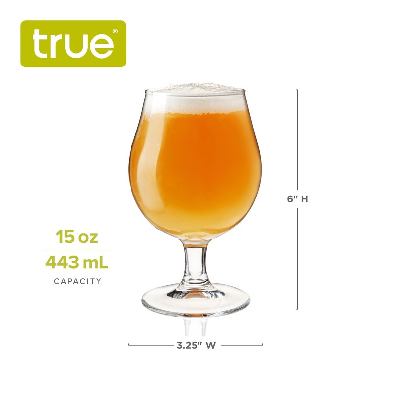 True Classic Tulip Beer Glasses, Sparkling Clear Drinking Glasses for