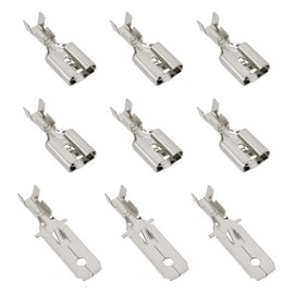 YINETTECH 50pcs 6.35 mm Crimp Flat Plug Socket 1.0-2.5mm² Spade Terminal Electrical Wire Crimp Connectors Suitable for Automotive Cable Automotive Electrical
