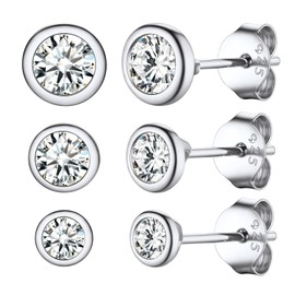 Sparkly Cubic Zirconia Sterling Silver Huggie Earrings 925 Sterling Silver Studs Stud Earrings Pack For Women Multipack