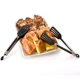 Norpro 8" Stainless Steel Mini Slotted Spatula Locking Serving Tongs