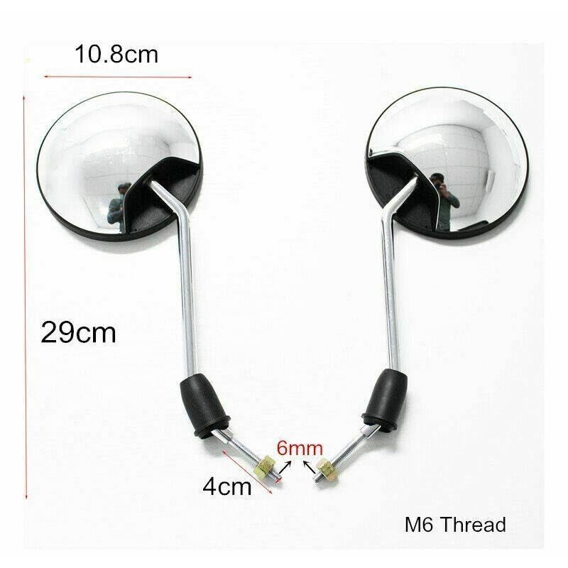 TDR Pair 6mm Thread Rear View Mirrors Motorcycle Scooter E-Bike