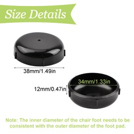 UFURMATE Chair Leg Glides, 32Pcs 1.49 Inch Patio Furniture Round Gliders Wrought Iron Outdoor Chair Leg Glides Anti-Scratch Plastic Garden Furniture Feet Caps for Protecting Floors (Black)