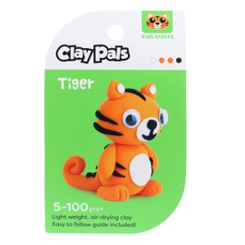 Clay Pals Tiger - Easy Sculpt Fun Fast Air Drying Non Toxic Quick Dry Ultra Light Creative Clay Art and Craft Modelling Set for Kids