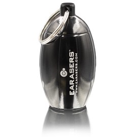 EARasers Earplugs Keychain Carrying Case - Aluminum Waterproof Ear Plugs and Pills Holder (Black)