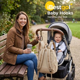 iBestgol Baby Stroller Hook, Aluminum Alloy Carabiner Clip, Baby Stroller Hook, Universal Type, Pet Cart, Hook, Convenient for Bags, Stroller Hook, Black, 2 Pieces
