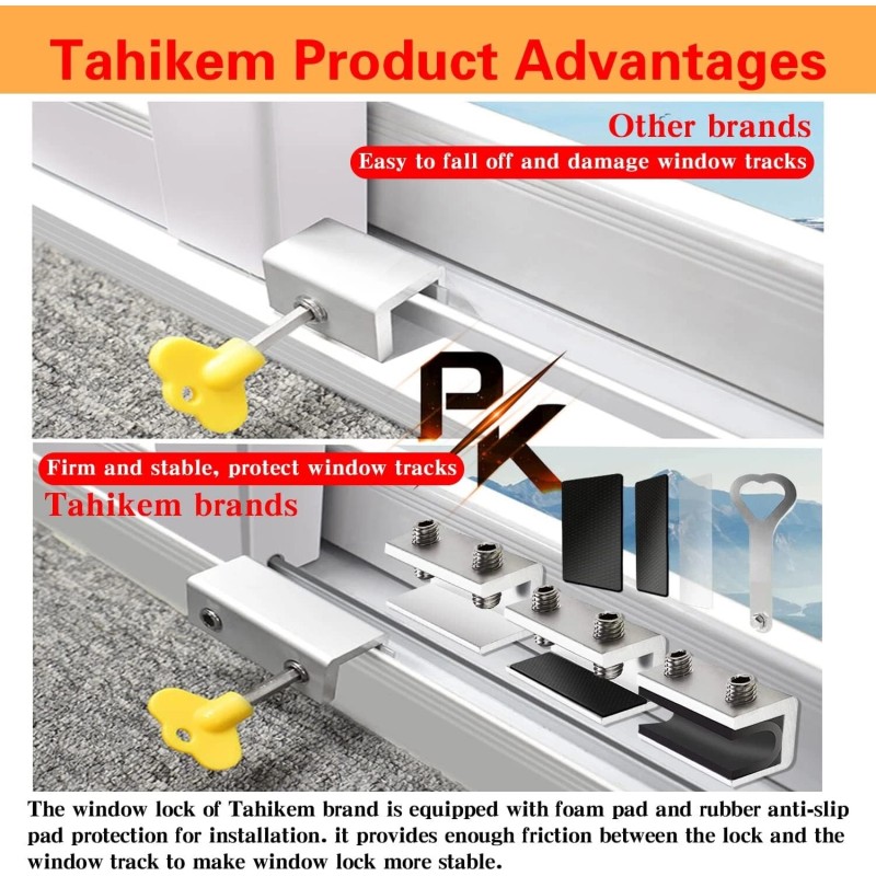 Tahikem Window Safety Locks Adjustable Sliding Door Window Security Locks