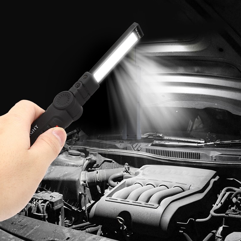 Portable LED Flashlight Torch with Magnet USB Rechargeable Working Lamp