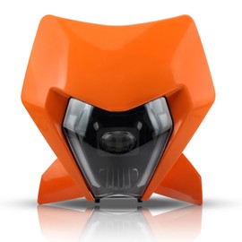 ABCERRSI Dirt Bike LED Headlight,Motorcycle Elliptical Headlamp Supermoto Fairing For TC FE TE EXC XCW SXF SX 125 250 300 350 450 500 530 SMC R 690 2024 Orange