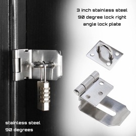 SING F LTD 2pcs Door Clasp Hasps 3 Inches 201 Stainless Steel 90 Degree Right Angle Door Lock Gate Latch for Door Window Cabinet Drawer Cupboard