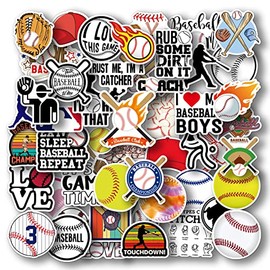 AOWDIAO 50 pegatinas de béisbol – calcomanías de vinilo impermeables para botellas de agua, portátiles, regalos y regalos para niños y adolescentes