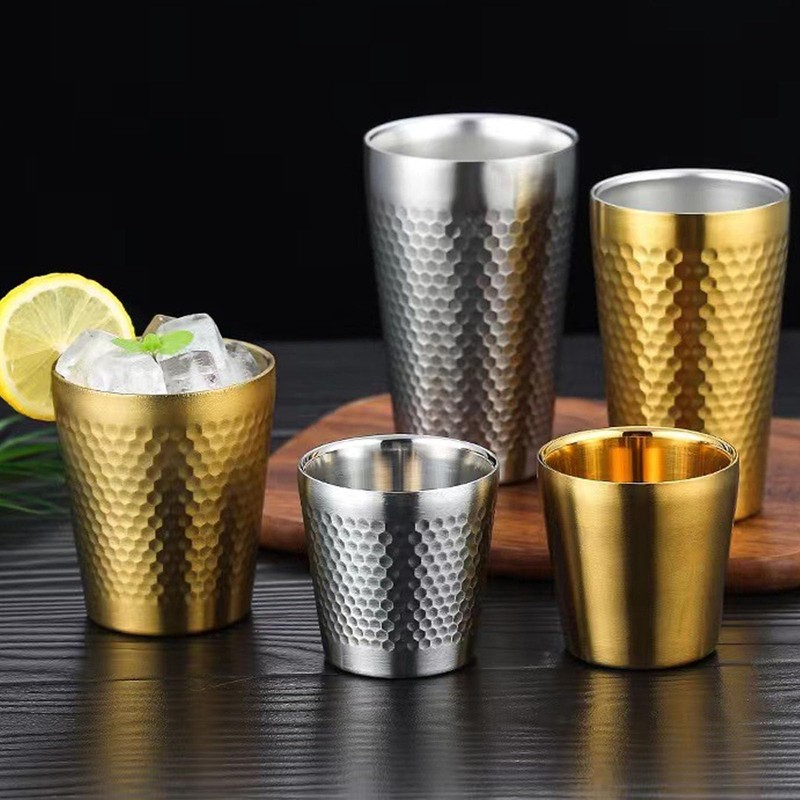 Hayuhone Stainless Steel Cups, 4 Pack 15 oz/450mll Gold Double