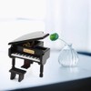 Grand Piano Shaped Windup Wooded Music Box with Small Stool