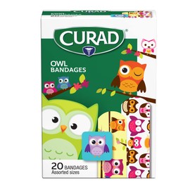 Curad Kids Adhesive Bandages, Colorful Owl Design, Assorted Sizes, 20 Count (Pack of 6)