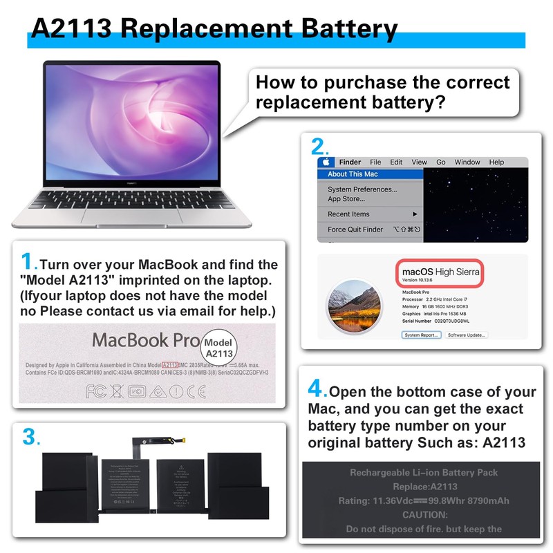 Bituoer A2113 A2141 Laptop Battery Compatible with MacBook Pro 16-inch