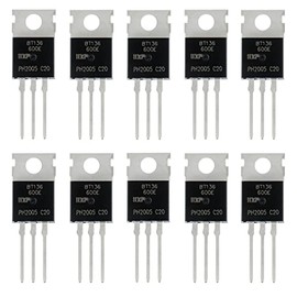 BOJACK BT136-600E Triac Thyristor, Gate Trigger 4A/600V, Through Hole, TO-220AB-Replaces BT136 BT136-600 BT136-600D(Pack of 10)
