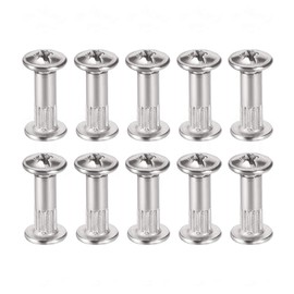 sourcing map Screw Post Fit for 3/16"(5mm) Hole Dia, Female 4x16mm Belt Buckle Binding Bolts Leather Fastener Carbon Steel 10 Sets