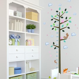 ZARROUEA Height Meter, Wall Sticker, Stylish, Tree, Leaves, Animals, Cute, Birds, Flowers, Butterflies, Children, Height Meter, Wall Sticker, Removable, Stylish, Scandinavian Wall Sticker Decoration (10)