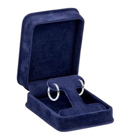 Allure - Rich Suede Navy Blue T-Style Earring Box, Elegant Diamond Earring Case, With Blue Velour Interior, Jewelry Display Gift Box, For Unique Proposal, Engagement Or Wedding.