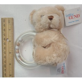 GUND Baby Gund My First Teddy Plush Rattle Ring NWT 4'' Tan Light Brown Cream Color