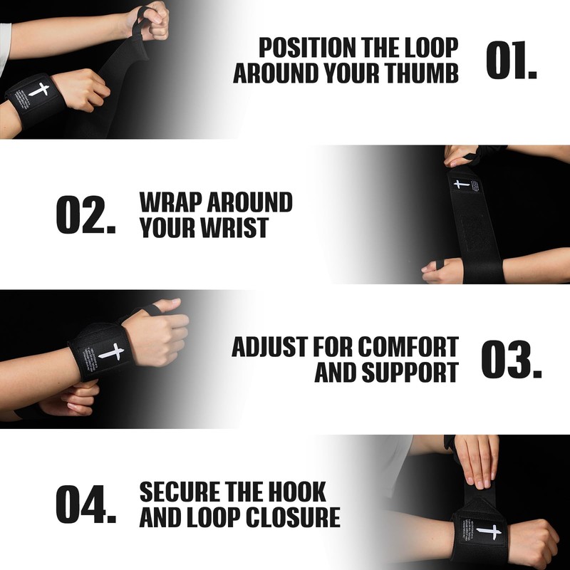 Simgoing Cross Faith 25" Wrist Wraps for Weightlifting, Wrist Straps