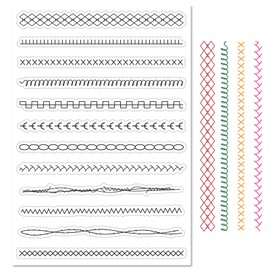 CRASPIRE Sewing Thread Clear Rubber Stamp Stitching Embroidery Lines Lace Transparent Silicone Seals Stamp for Journaling Card Making DIY Scrapbooking Handmade Photo Album Notebook Decor
