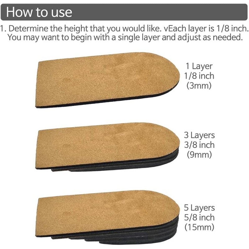 Adjustable Leg Length Discrepancy Heel Lifts Inserts Insoles - Pack