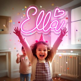 Ella Name Neon Sign, Birthday Gifts for Kids Teens Girls Boys, Ella Neon Signs for Wall Decor, USB LED Dimmer Neon Lights for Bedroom Dorm Room