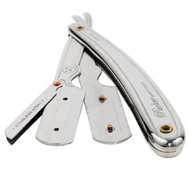 Shaving Factory Parker 31R Stainless Steel Straight Edge Razor and 5 Shark Super Stainless Blades, 1er Pack (1 x 1 Stück)