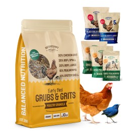 Hatortempt Chicken Feed Granules - 10 lb, Non-GMO - Protein-Rich Meal Worms & Black Soldier Fly Larvae & Oyster Shell Grubs Mix - Calcium Grit & Treats for Chickens - Egg Layer Feed
