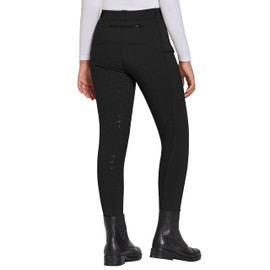 FitsT4 Sports Kids' Winter Fleece Lined Riding Breeches Girls Silicone Full Seat Equestrian Pants Schooling Tights with Pockets,Black,XS