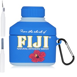 Cute Cover for AirPods 3st Case with Cleaning Pen Kit - 3 in 1 3D Funny Cartoon Drink Blue Sport Fij Water Shockproof Protective Case Accessories Set for AirPods 3st Generation Charging Case Keychain