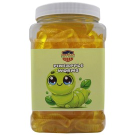 Pineapple Flavor Gummy Worms In Resealable Jar 1.5 Pound – Soft & Chewy Candy – Perfect for Snacking, Parties & Gift