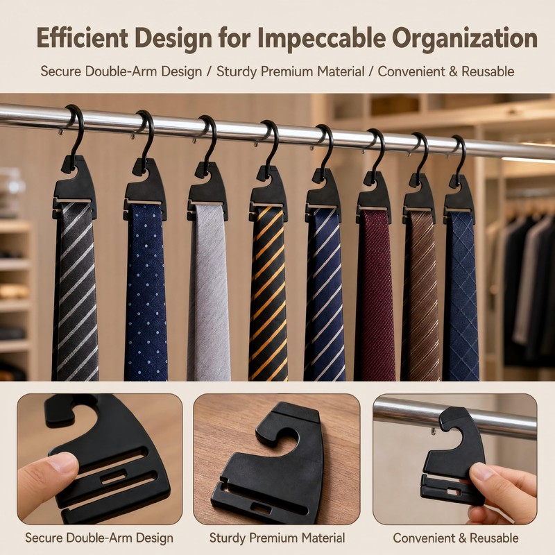 20Pcs Tie Holder Hangers Plastic Necktie Holders for Men Closet