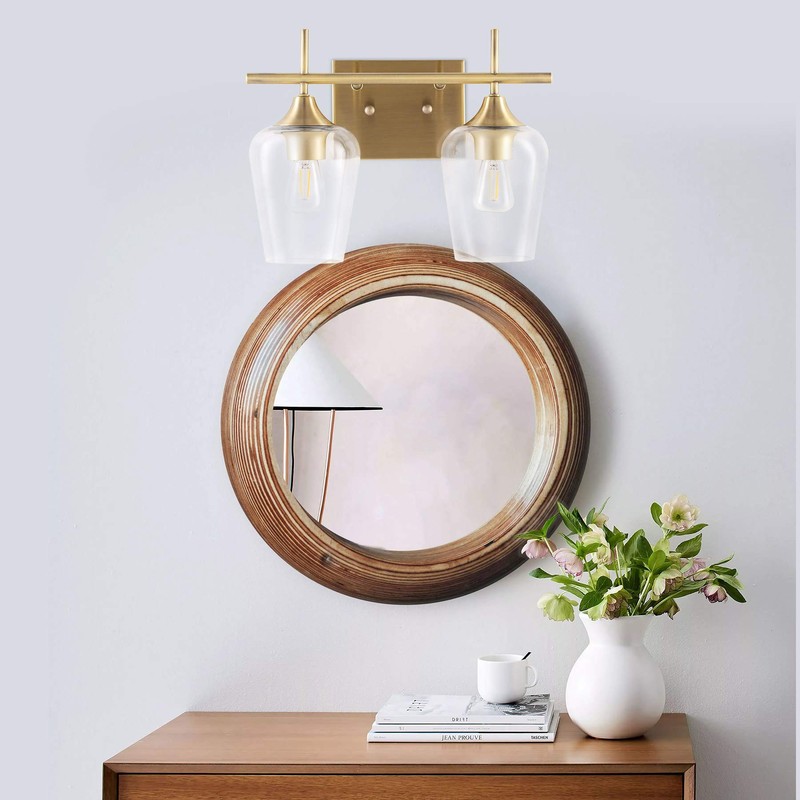VONLUCE 2-Light Gold Vanity Light Fixtures Over Mirror, Wall Mount