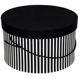 Sarah's Hat Boxes Classic Black/White Stripe Hat Box – 16.75" x 8.5" (Dia. x Ht.) Handmade in USA – Odorless Non-Toxic Adhesive, Cording Handle – Premium Storage for Hats & Accessories