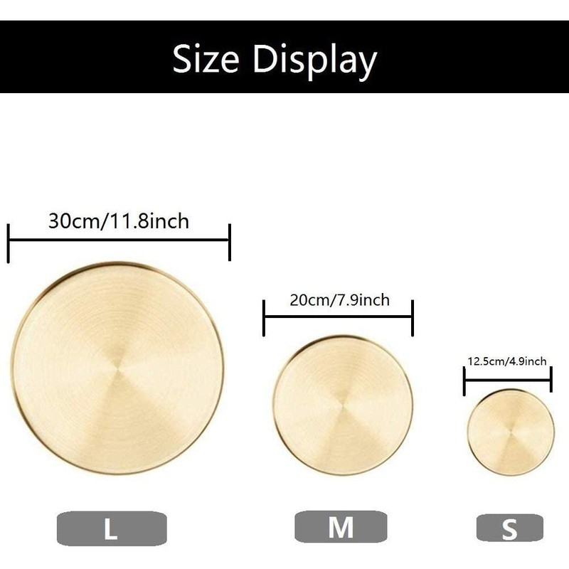 jingfei Round Gold Tray,Metal Decorative Tray Tray Organizer for,Bathroom,Dress, Brass,