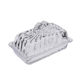 PEPAXON Glass Butter Dish with Lid for Countertop Rectangular Transparent Butter Serving Tray Butter Dish for Refrigerator Butter Container (Transparent, 6.9"L x 4.13"W x 3.94"H)