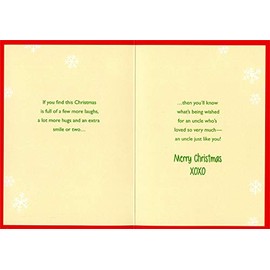 Designer Greetings Cute Snowman and Yellow Bird Wearing Red Hats : String Lights Juvenile Uncle Christmas Card from Child : Kid