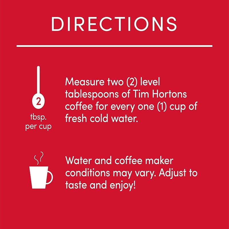 Tim Hortons Dark Roast, Rich Ground Coffee, Perfectly Balanced, Always