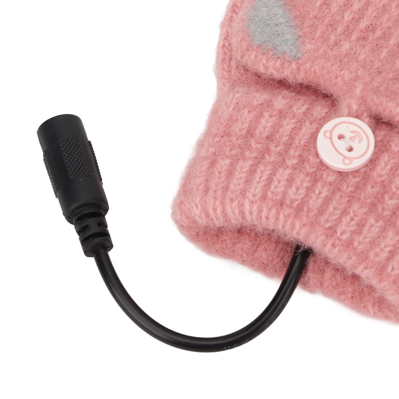 USB Heated Gloves Mitten Men Women Winter Knitted Fingerless Hand