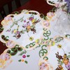 Simhomsen Embroidered Easter Bunny Round Doily Placemats with Butterfly Design
