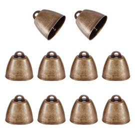 NBEADS Pack of 10 Cow Bells Craft Bells Farm Animal Bell Goat Bell Retro Christmas Iron Bell Pendant Metal Pet Bells Noise Maker Call Bells for Cattle Horse Sheep Bronze