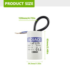 BOJACK CBB60 4uF 450V 50/60HZ Starting Capacitor, SH Motor Operating Capacitor, AC Motor Capacitor, with Wire