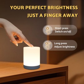 DAZZY DOT Touch Night Light for Baby Nursery, Small Cordless Lamp, Dimmable Portable Rechargeable Battery Operated Night Light, Wireless Bedside Mini Lamp for Bedroom, Bathroom