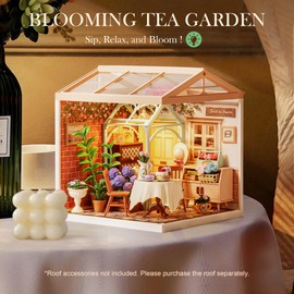 ROBOTIME Super Creator Toy Building Set DIY Miniature House Kit with LED Tiny Room Making Kit Expandable Plastic Craft Toy for Creative Play Home Decor Unique Hobby Gift (Blooming Tea Garden)