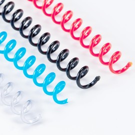 HOUYEE 100 Pack, Plastic Spiral Binding Coils,6mm(1/4 "),30 Sheet Capacity,4:1 Pitch, Multiple Color Binding Coils（Blue, Black, Red, Clear)