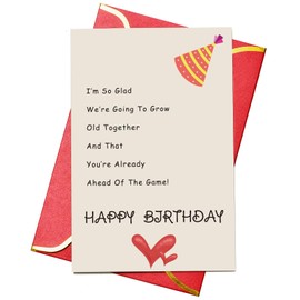 Moloo Birthday Cards for Men, Funny Card for Husband, Wife, Boyfriend, Happy Birthday Card for Older Brother, Sister: We're Going to Grow Old Together.