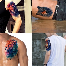 5 Sheets Temporary Lion Tattoos Animal Tattoos Arm Tattoos AI LION5