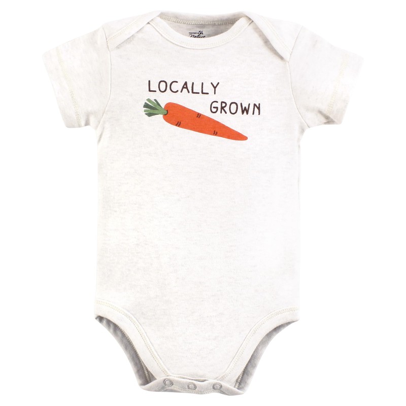 Touched by Nature Unisex Baby Organic Cotton Bodysuits, Happy Veggies,